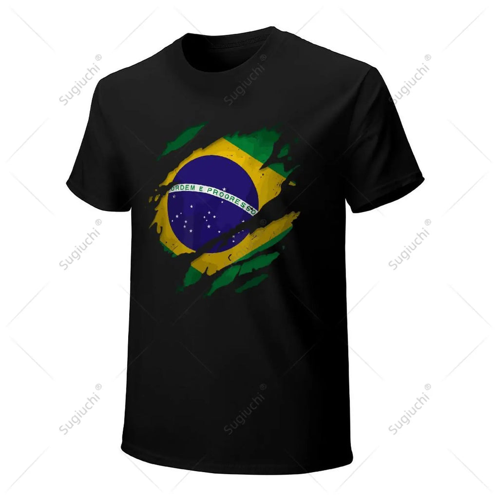 Camiseta Brasil Ripped Flag – Premium 100% Algodão