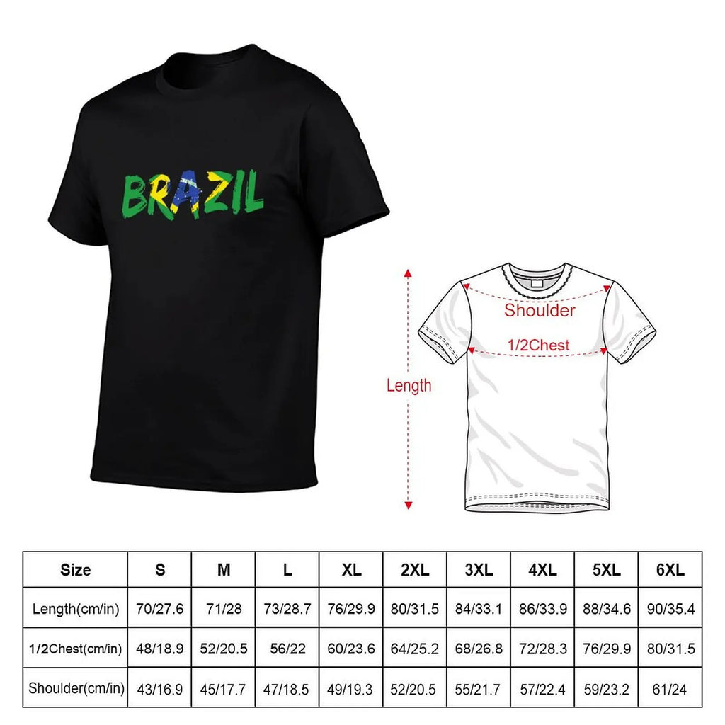 Camiseta Brasil Letter Flag – Alta Qualidade -100% Algodão