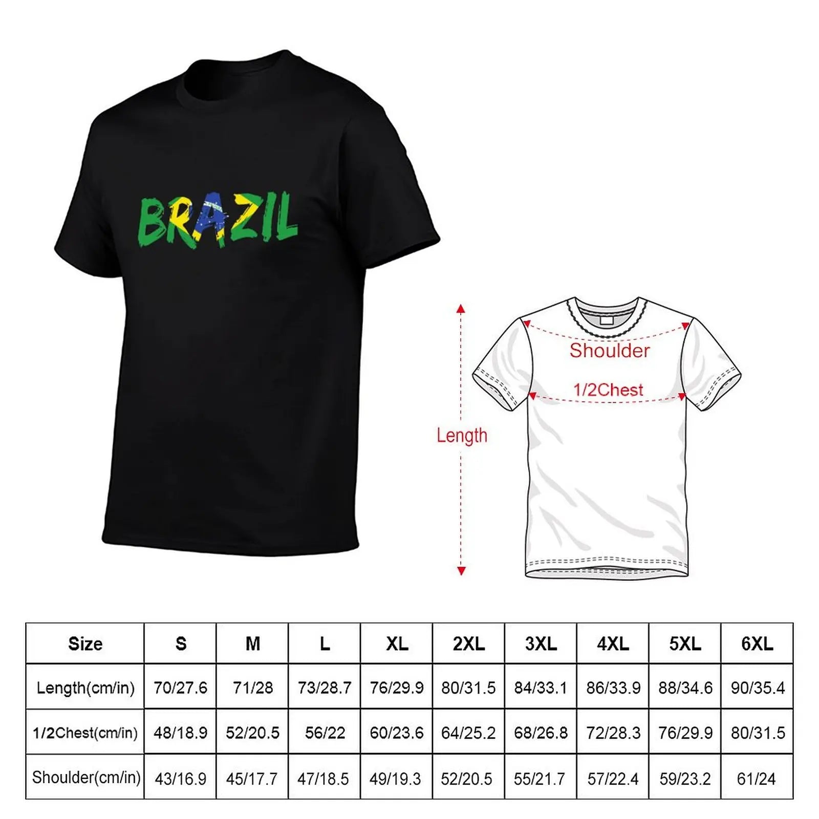 Camiseta Brasil Letter Flag – Alta Qualidade -100% Algodão