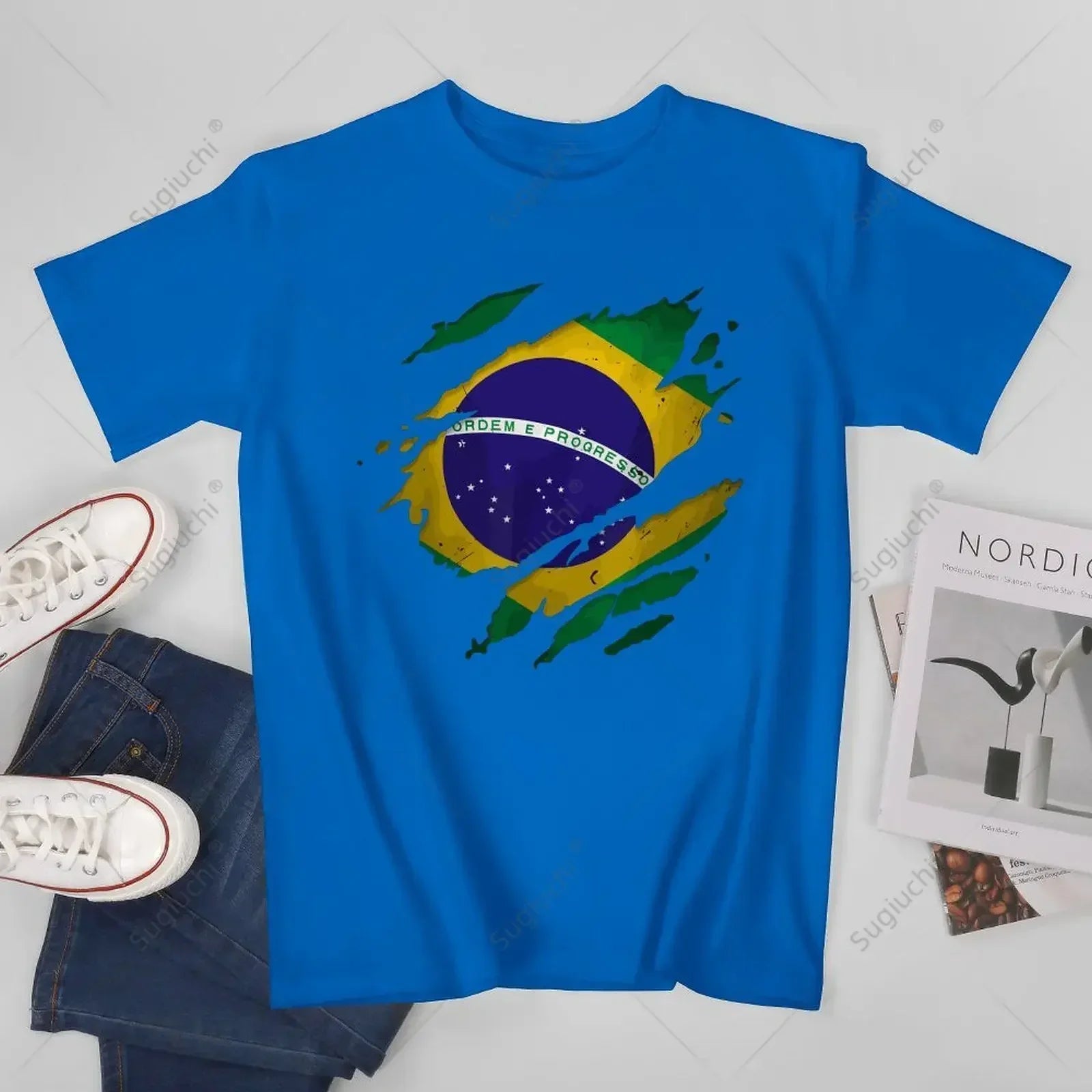 Camiseta Brasil Ripped Flag – Premium 100% Algodão