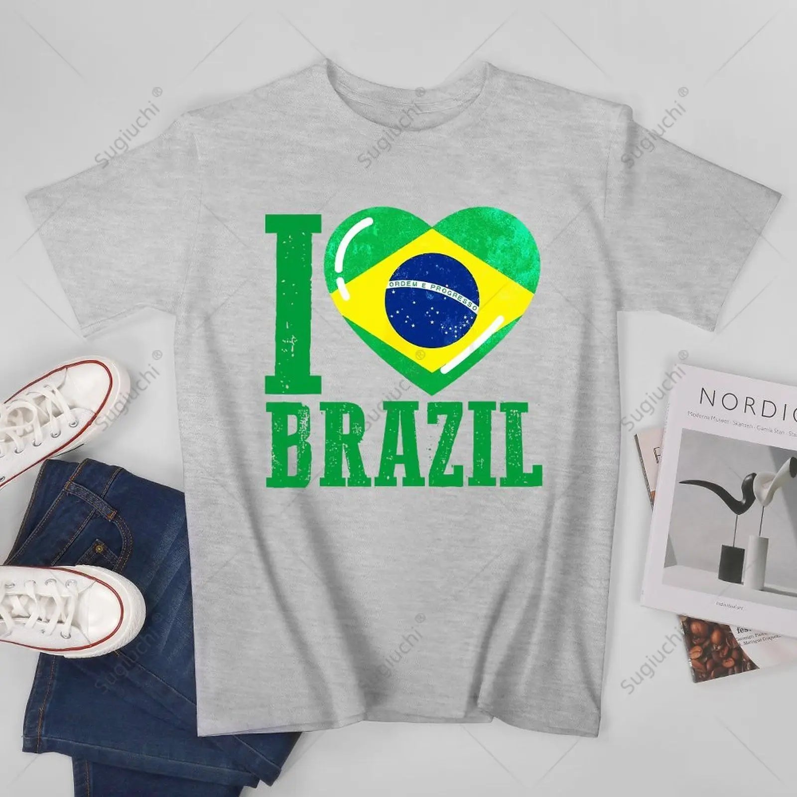 Camiseta I Love Brazil – Brasil Coração Bandeira | Unissex