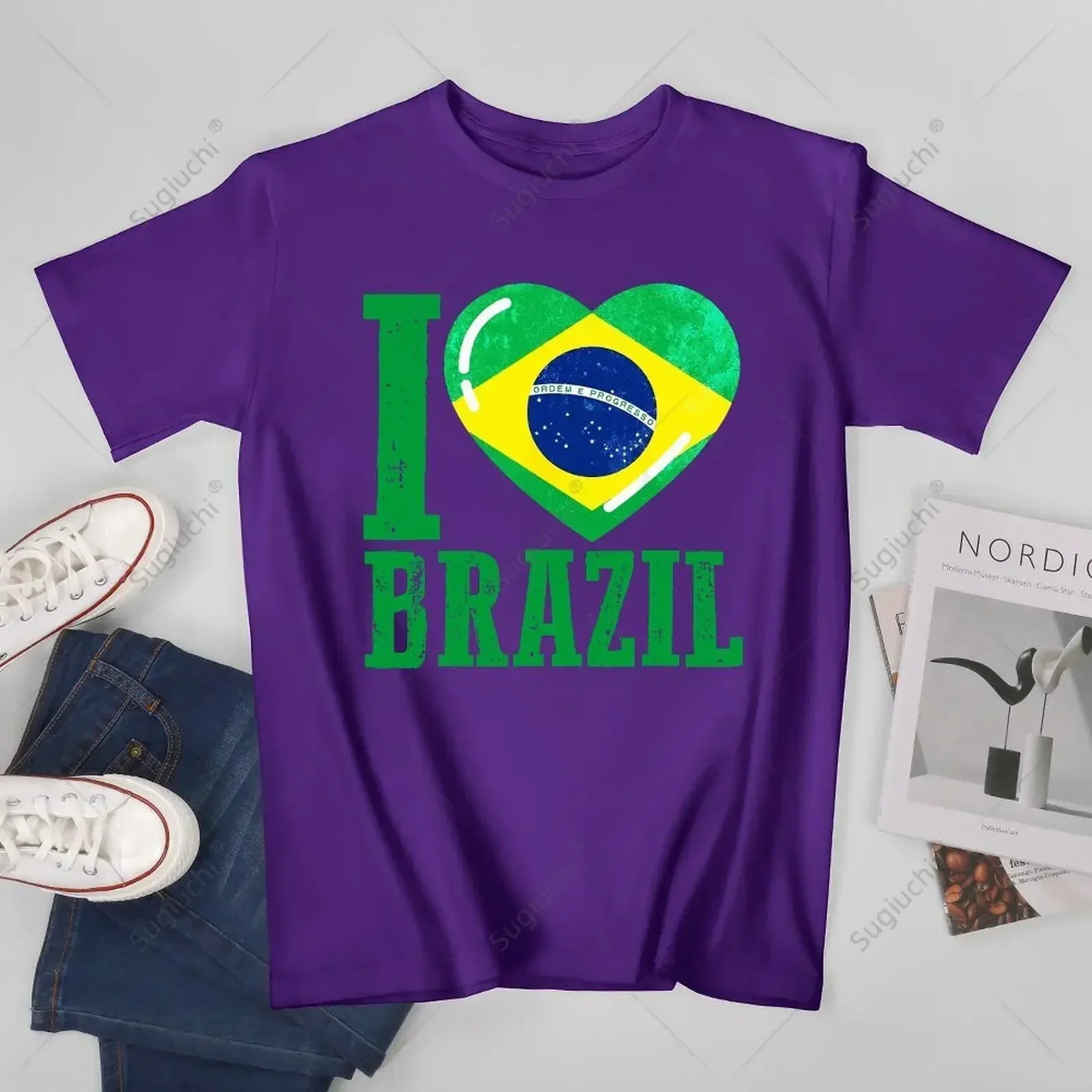 Camiseta I Love Brazil – Brasil Coração Bandeira | Unissex