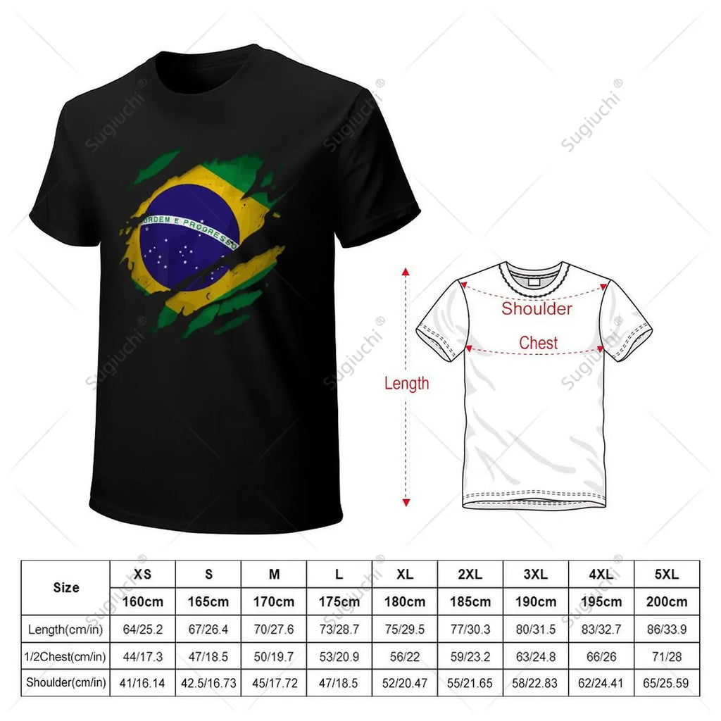 Camiseta Brasil Ripped Flag – Premium 100% Algodão