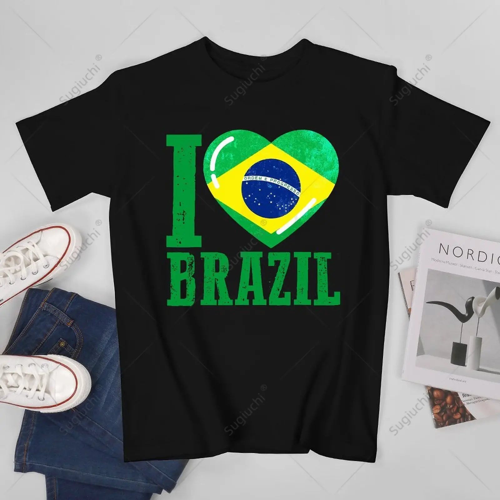 Camiseta I Love Brazil – Brasil Coração Bandeira | Unissex