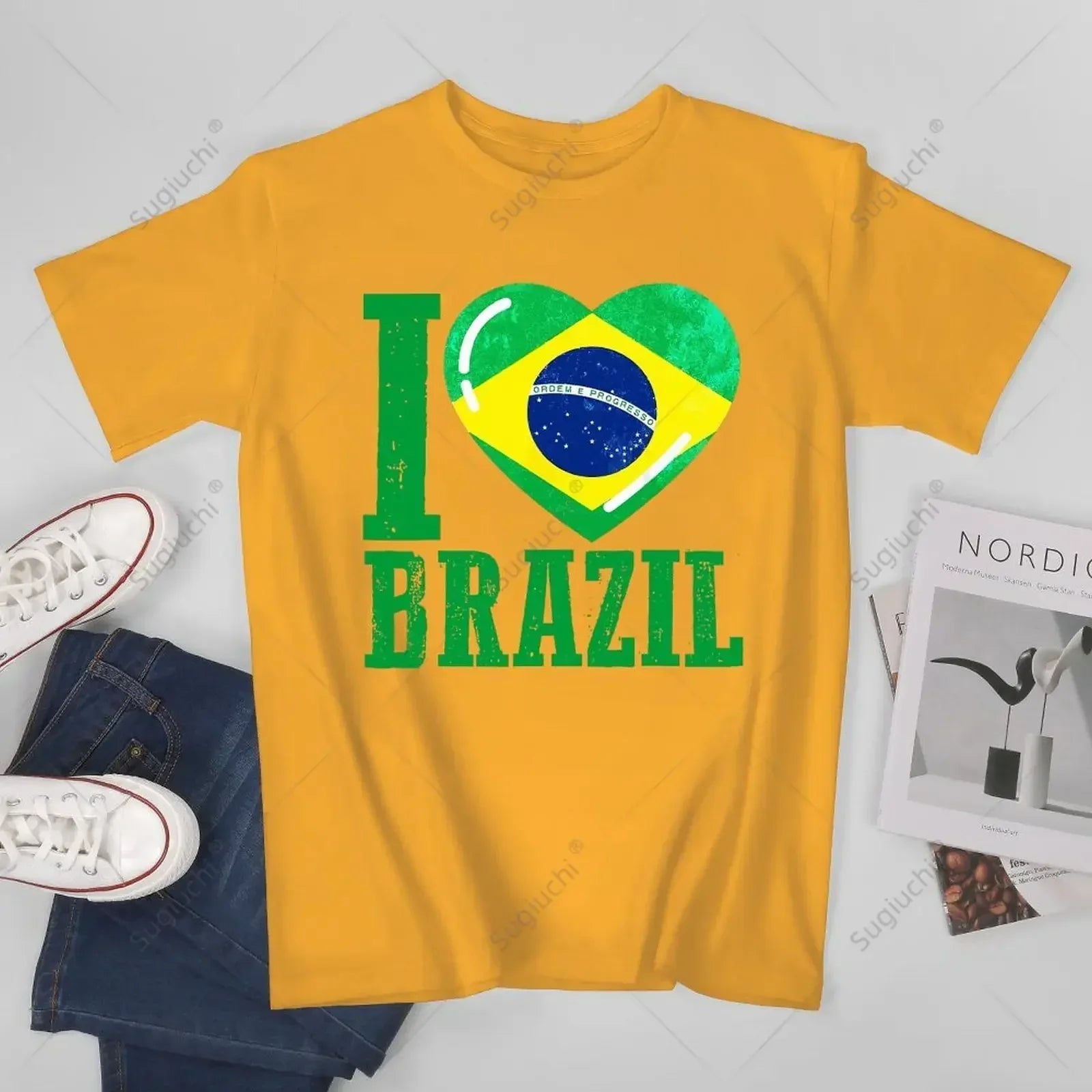 Camiseta I Love Brazil – Brasil Coração Bandeira | Unissex