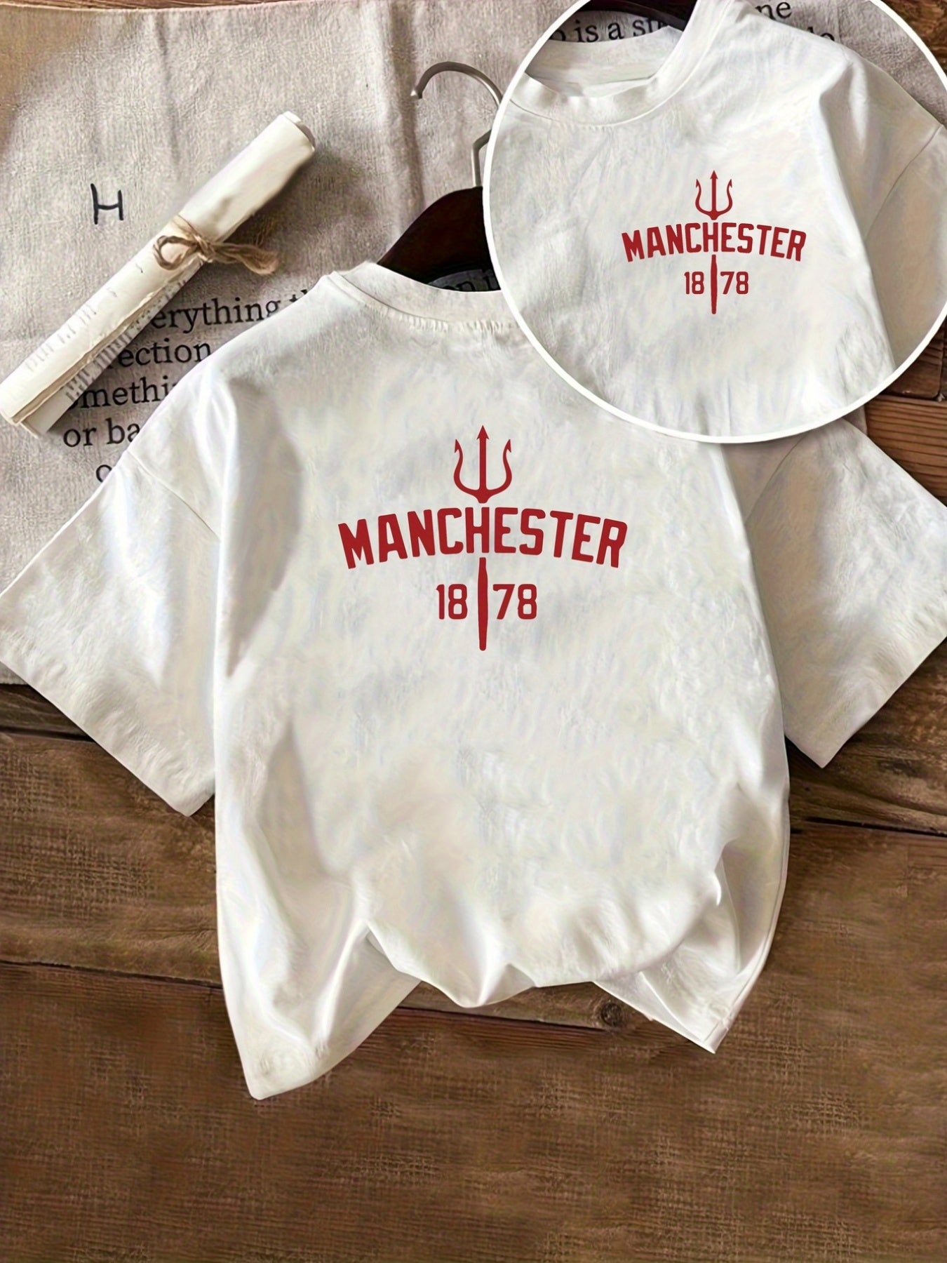 Women'S Manchester 1878 Soccer T-Shirt - Red & White Casual