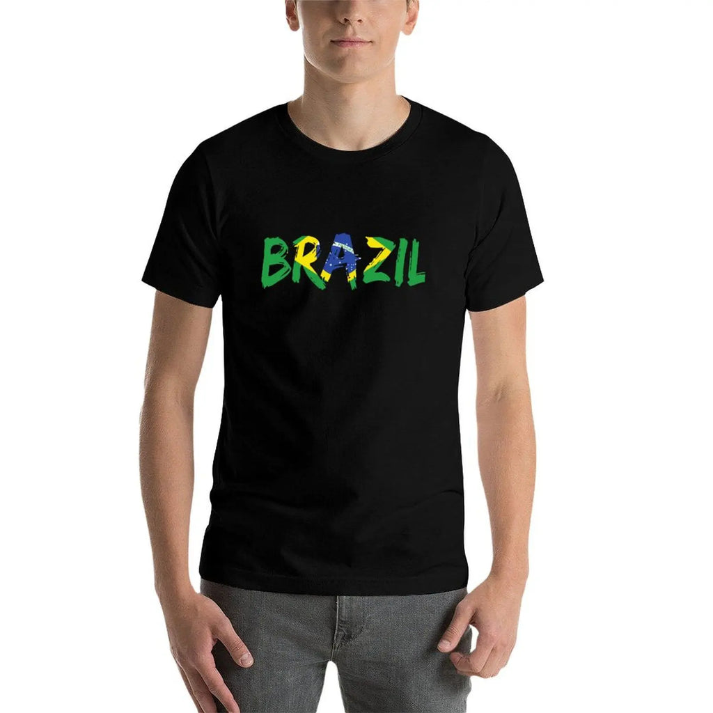 Camiseta Brasil Letter Flag – Alta Qualidade -100% Algodão