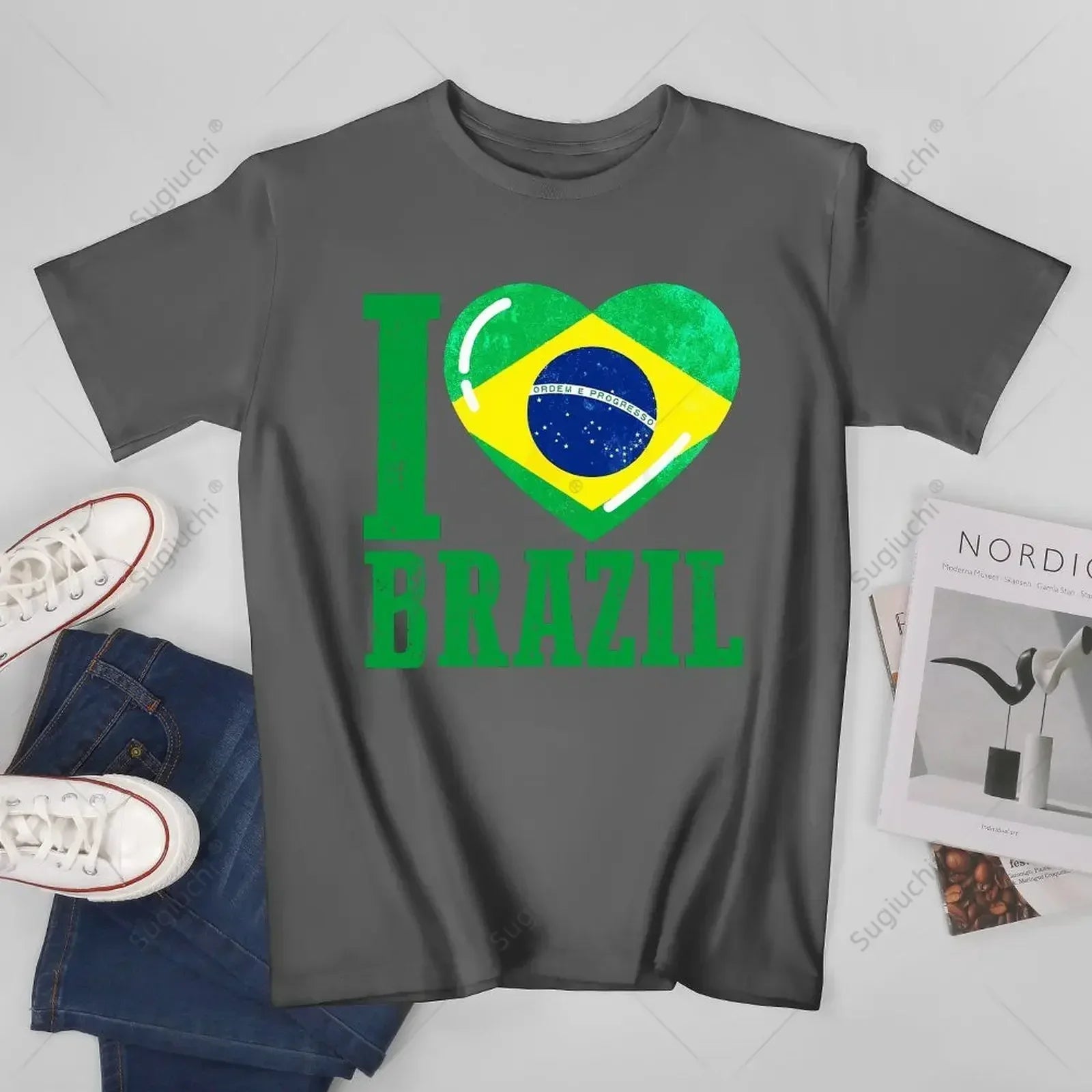 Camiseta I Love Brazil – Brasil Coração Bandeira | Unissex