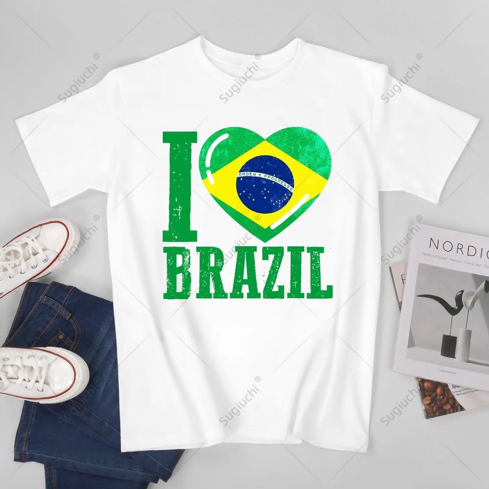 Camiseta I Love Brazil – Brasil Coração Bandeira | Unissex