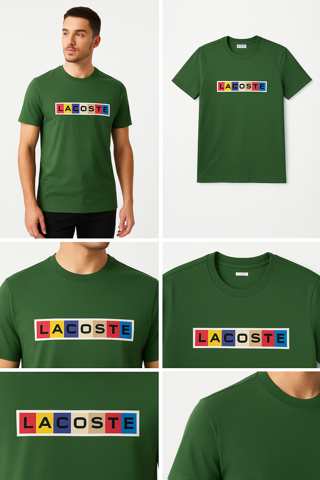 Camiseta Lacoste Verde Musgo (Logo no Centro)