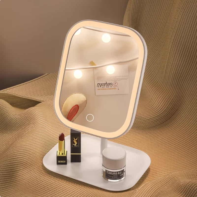 Luminous LED intelligent makeup mirror, suitable for women's bedroom dressing table, dressing table, portable makeup mirror