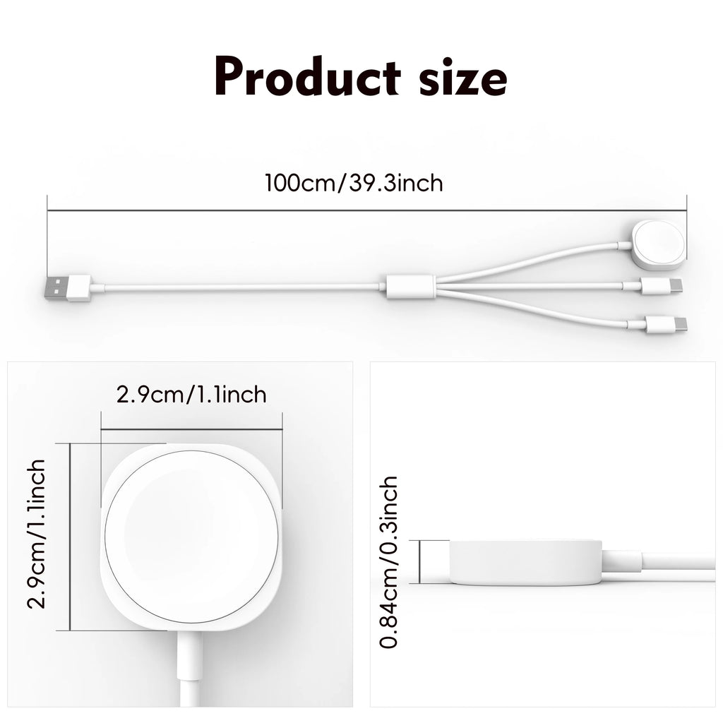 4 in 2 Multi Watch Charging Cable For Iphone Iwatch Charger Usb Type-C Fast Charging Cable High-Quality iPad Airpods Accessories