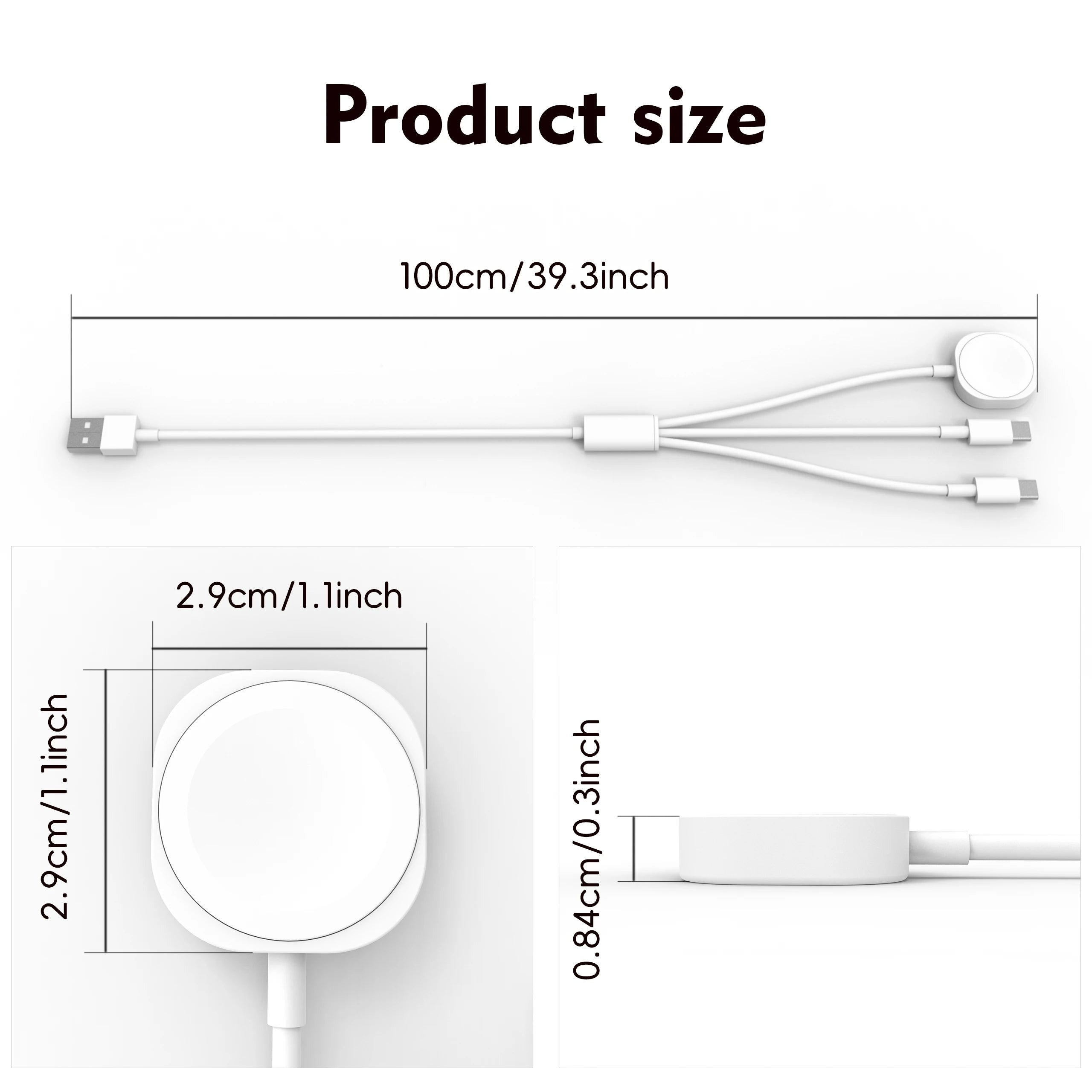 4 in 2 Multi Watch Charging Cable For Iphone Iwatch Charger Usb Type-C Fast Charging Cable High-Quality iPad Airpods Accessories