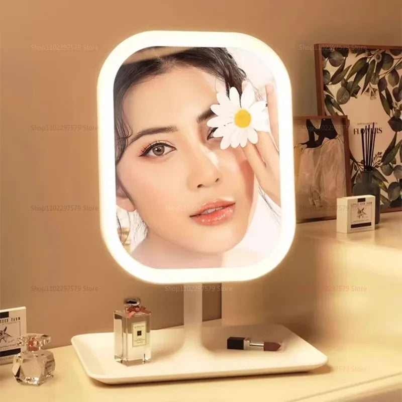 Luminous LED intelligent makeup mirror, suitable for women's bedroom dressing table, dressing table, portable makeup mirror