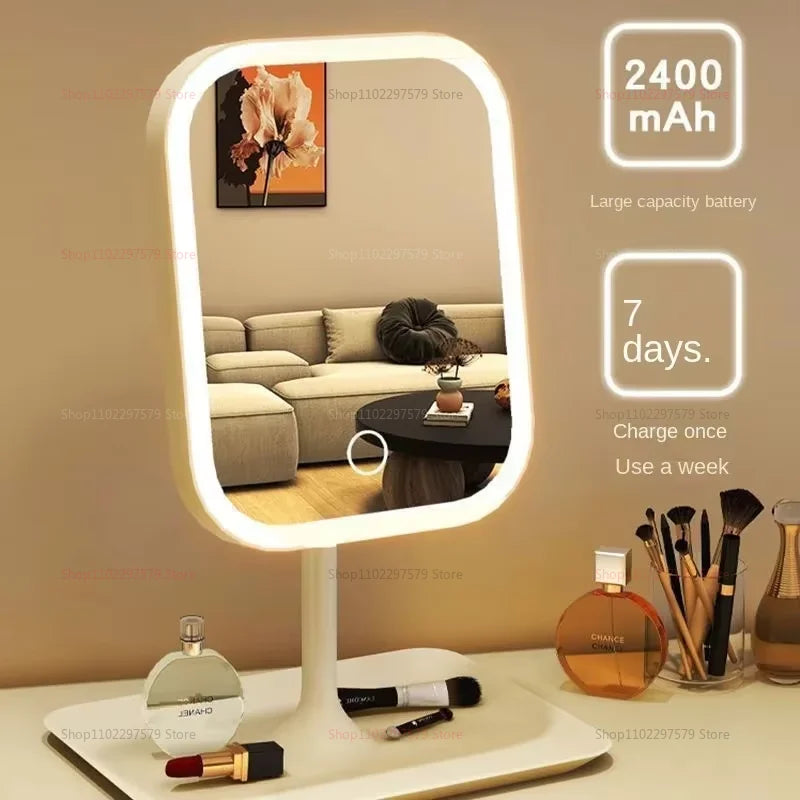 Luminous LED intelligent makeup mirror, suitable for women's bedroom dressing table, dressing table, portable makeup mirror