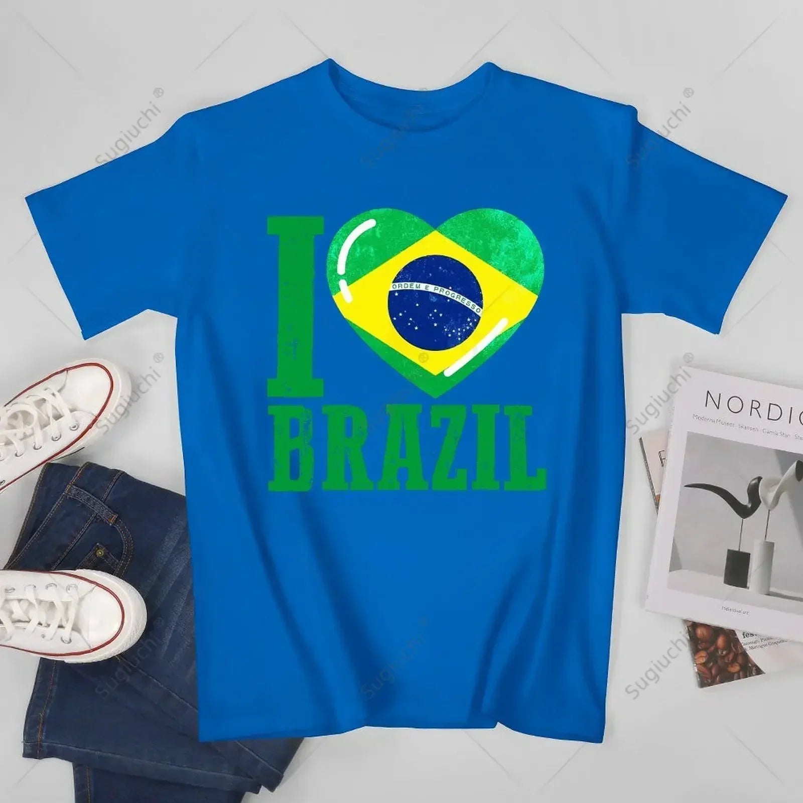 Camiseta I Love Brazil – Brasil Coração Bandeira | Unissex
