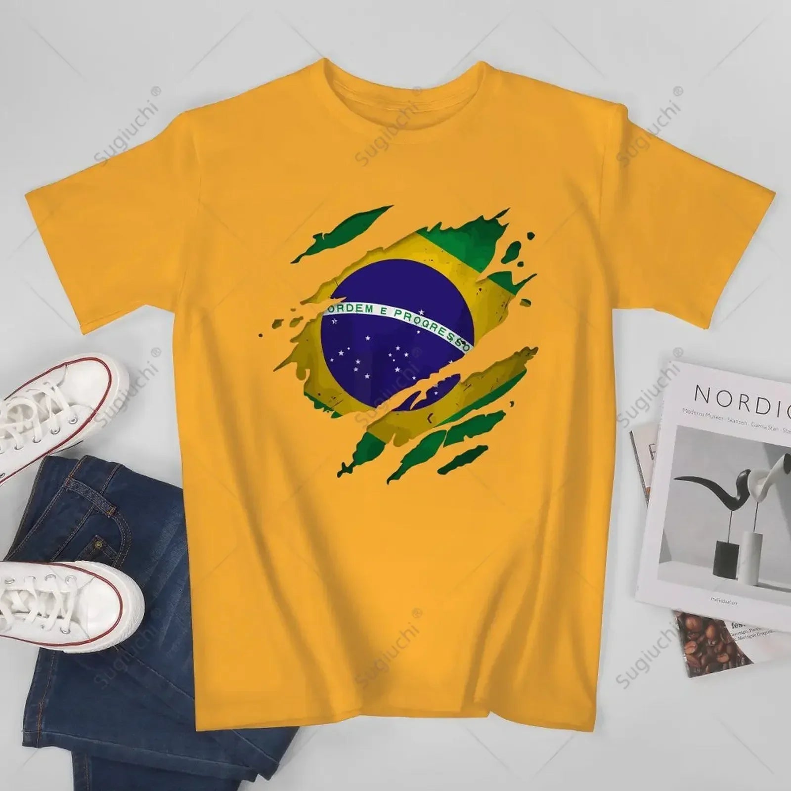 Camiseta Brasil Ripped Flag – Premium 100% Algodão