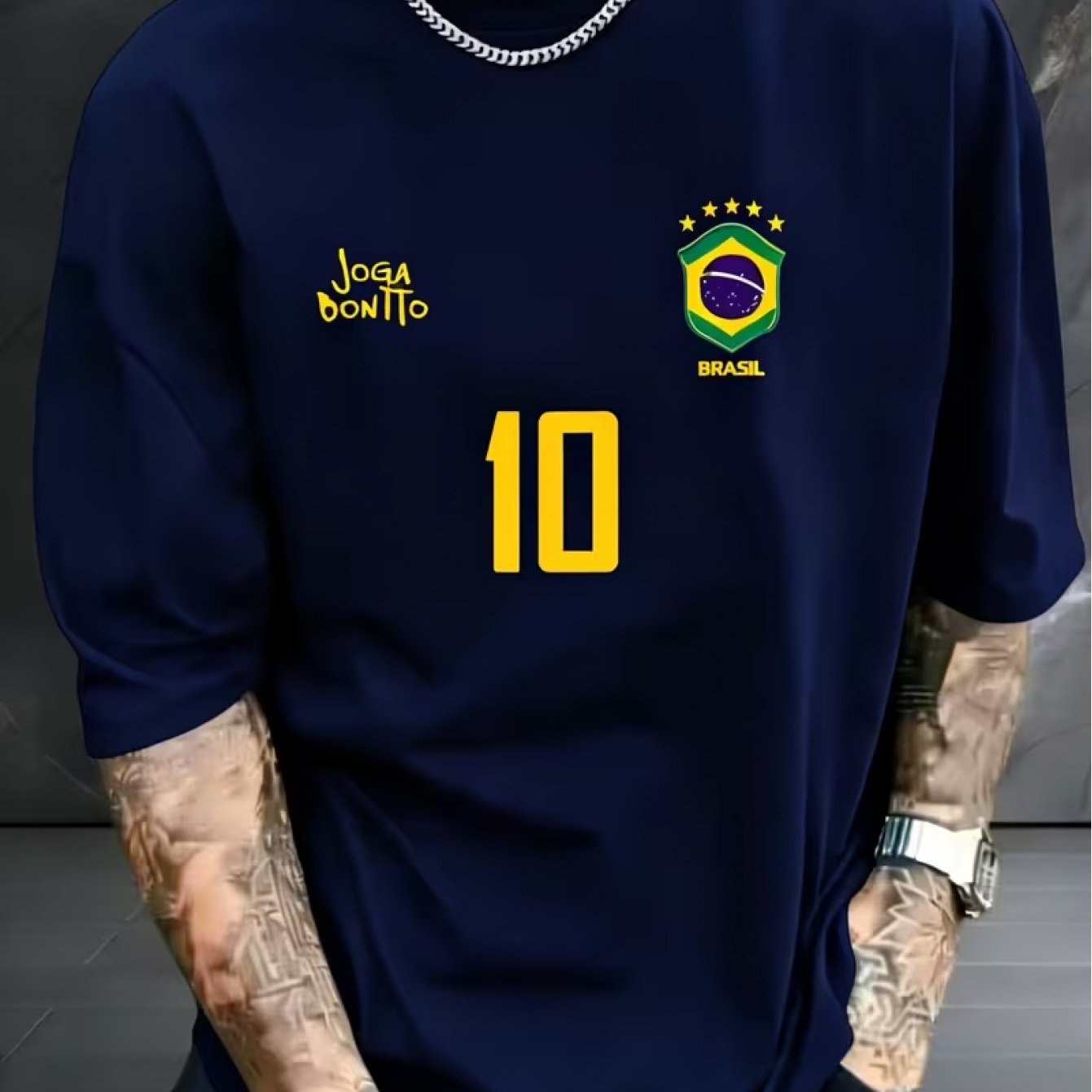 Camisa "Joga Bonito" Brazil Football  Legend Number 10, Crew Neck Short