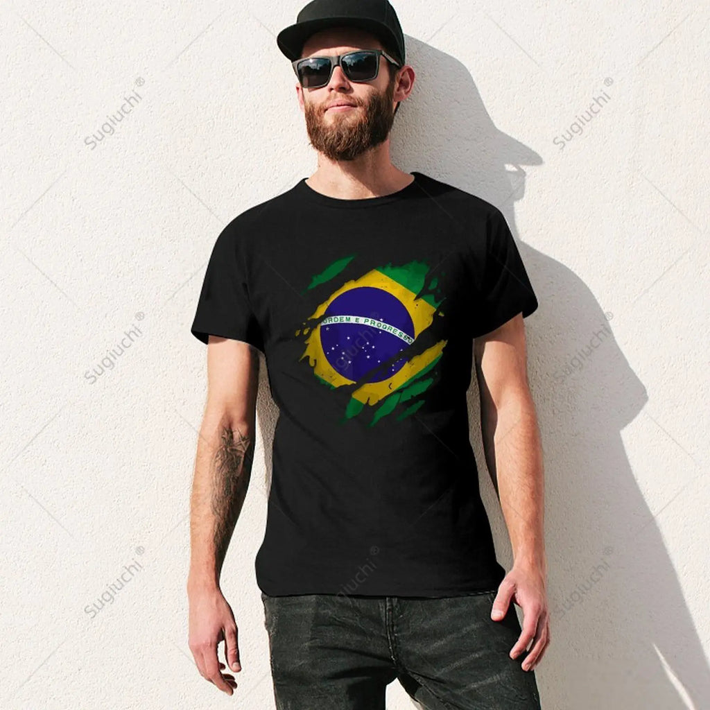 Camiseta Brasil Ripped Flag – Premium 100% Algodão