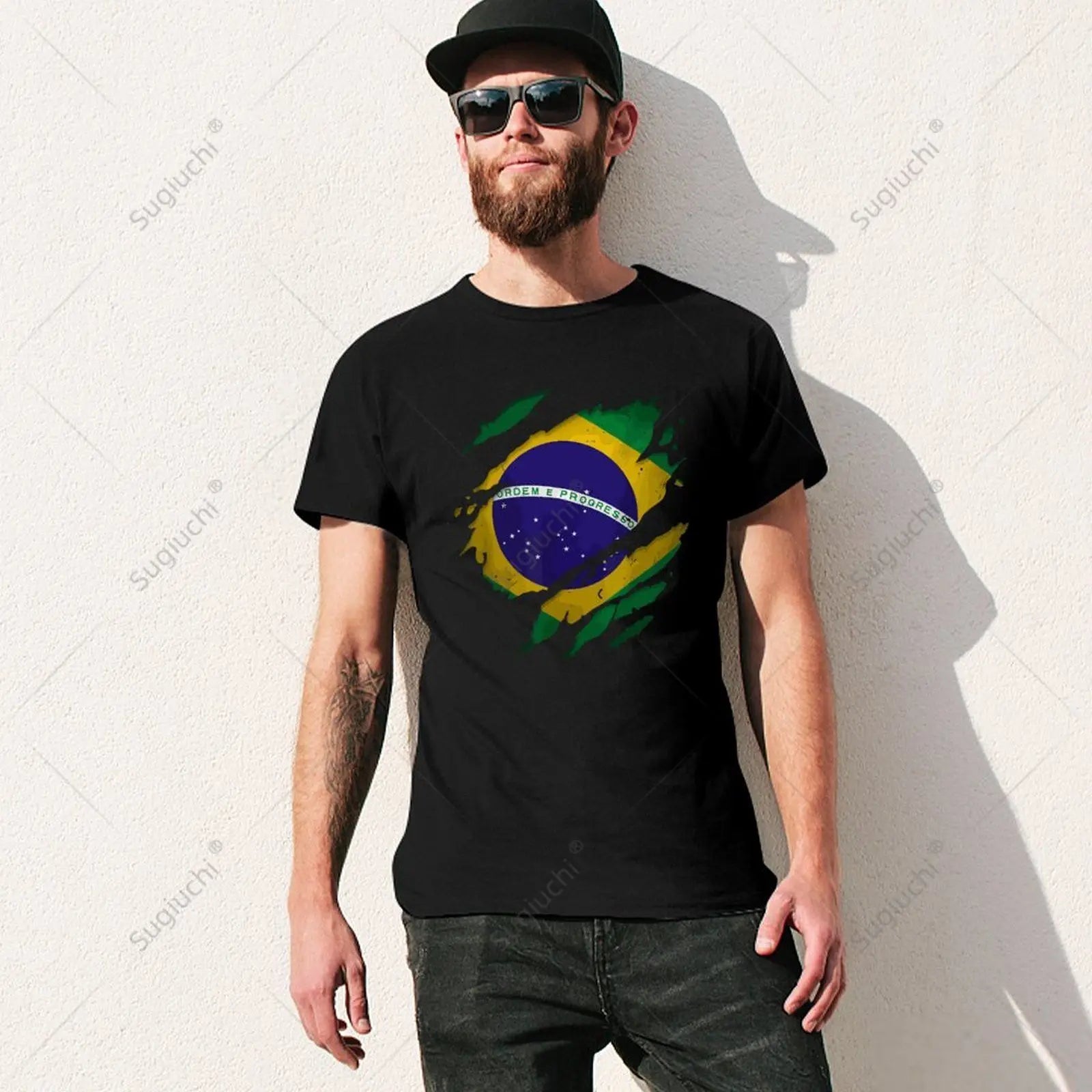 Camiseta Brasil Ripped Flag – Premium 100% Algodão