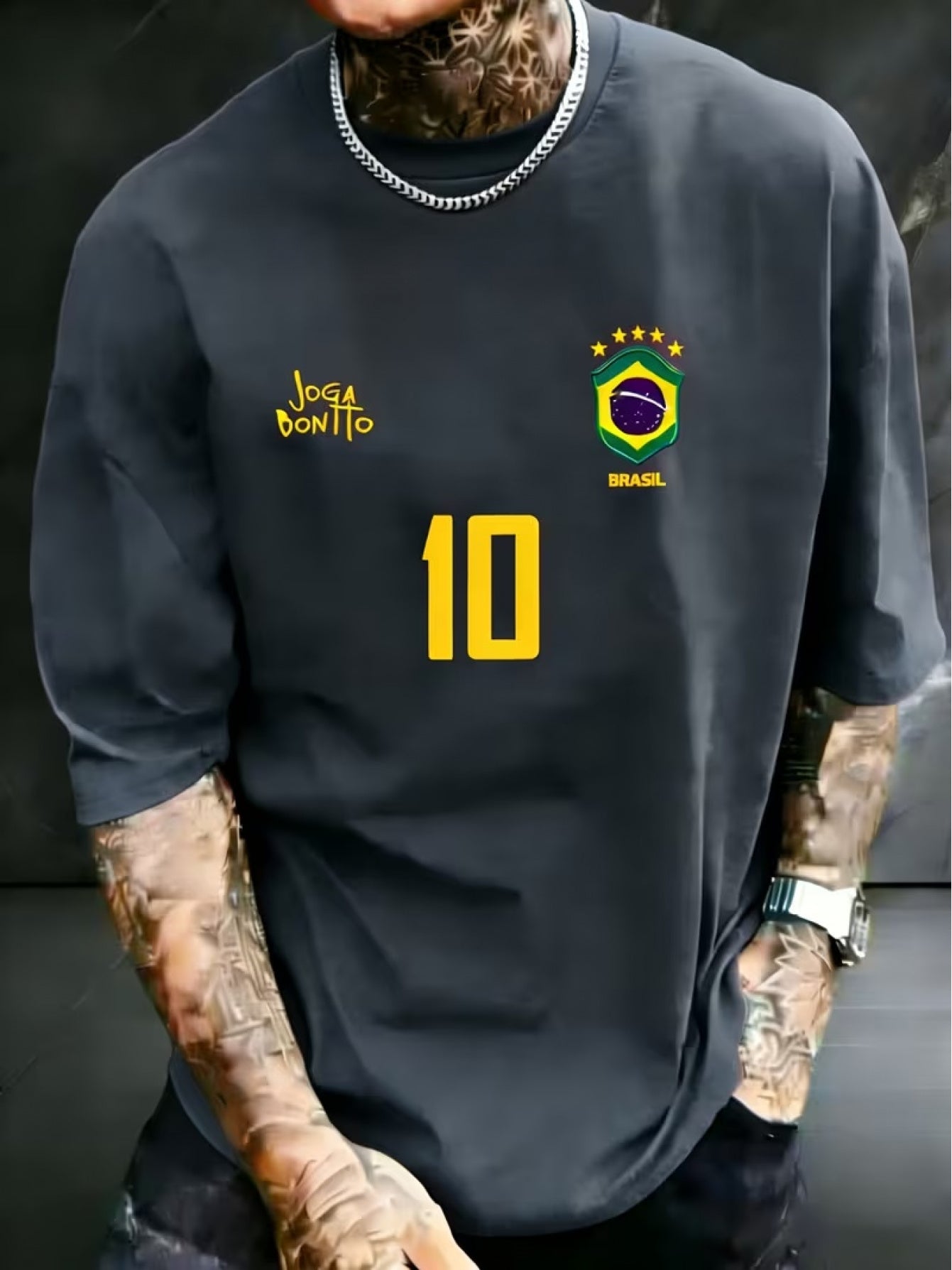 Camisa "Joga Bonito" Brazil Football  Legend Number 10, Crew Neck Short