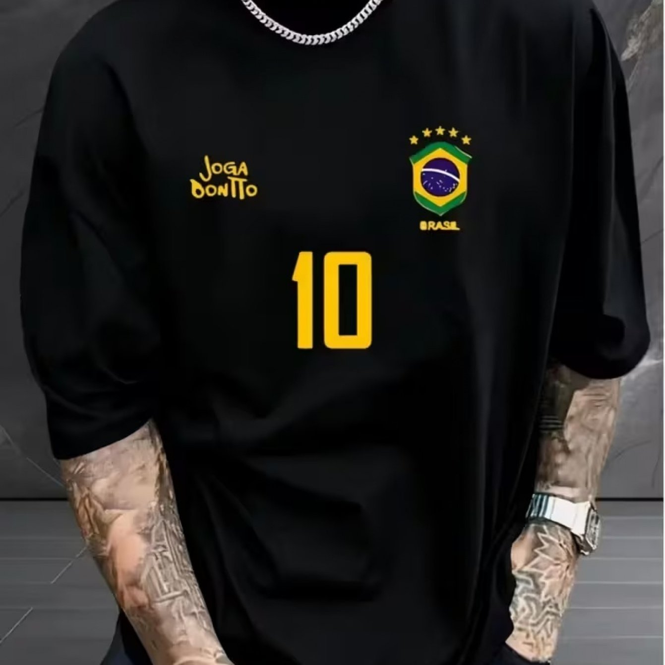 Camisa "Joga Bonito" Brazil Football  Legend Number 10, Crew Neck Short