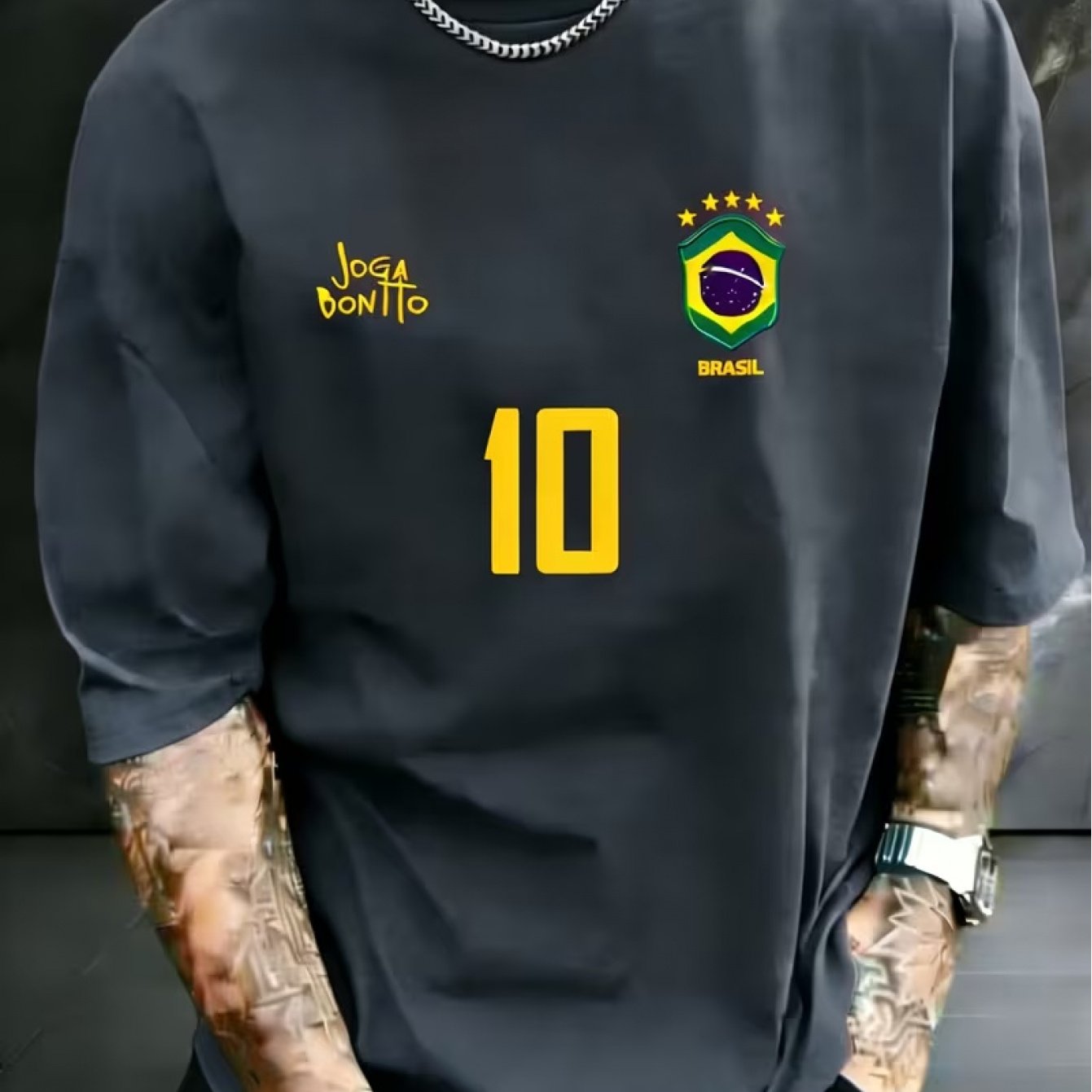 Camisa "Joga Bonito" Brazil Football  Legend Number 10, Crew Neck Short