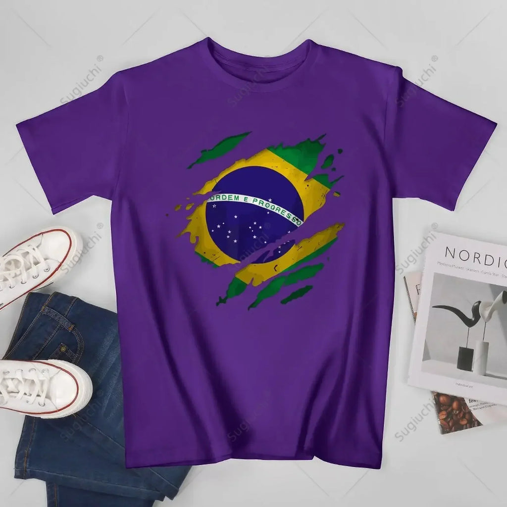 Camiseta Brasil Ripped Flag – Premium 100% Algodão