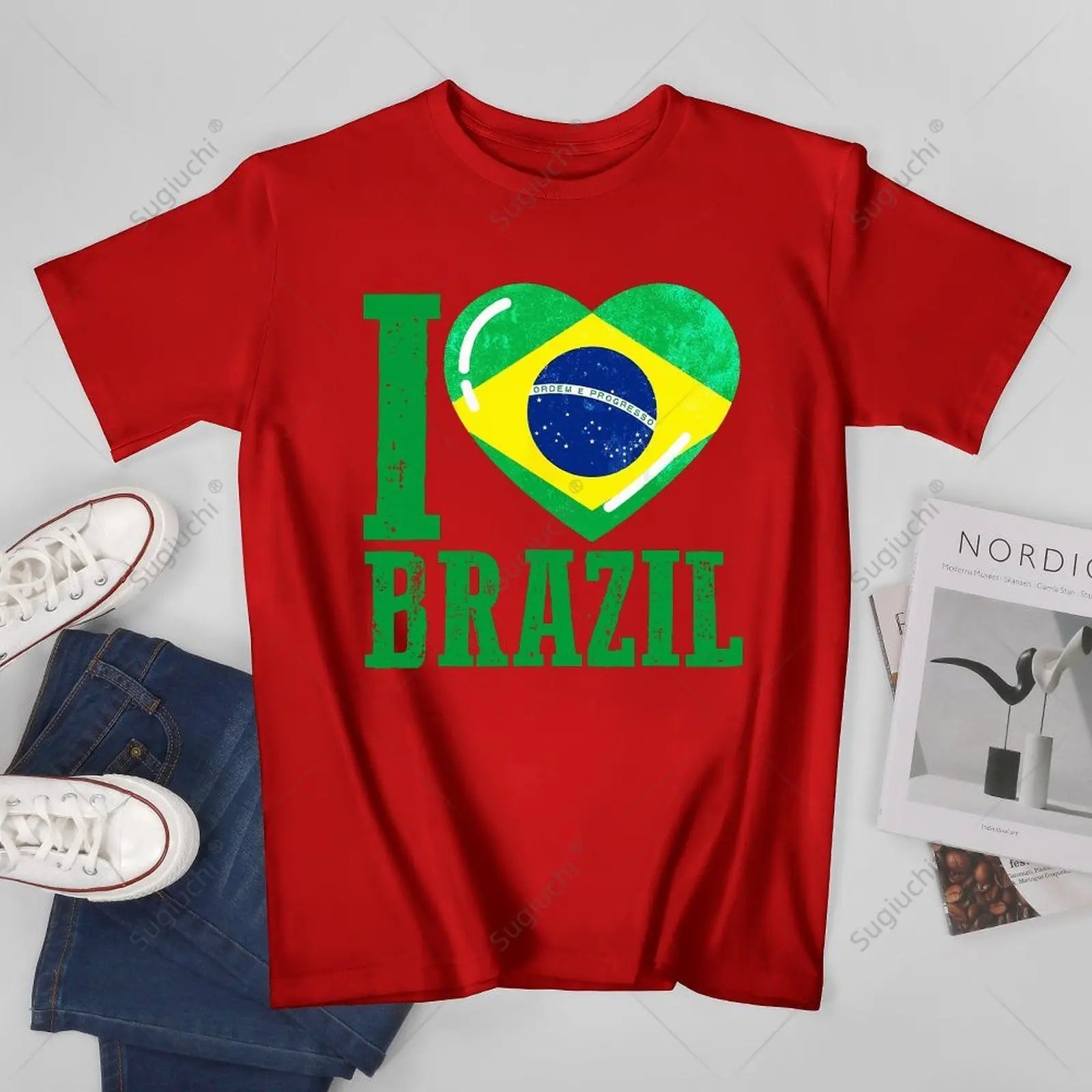 Camiseta I Love Brazil – Brasil Coração Bandeira | Unissex
