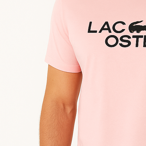 Camiseta Lacoste (Logo no Centro) Rosa Bebê