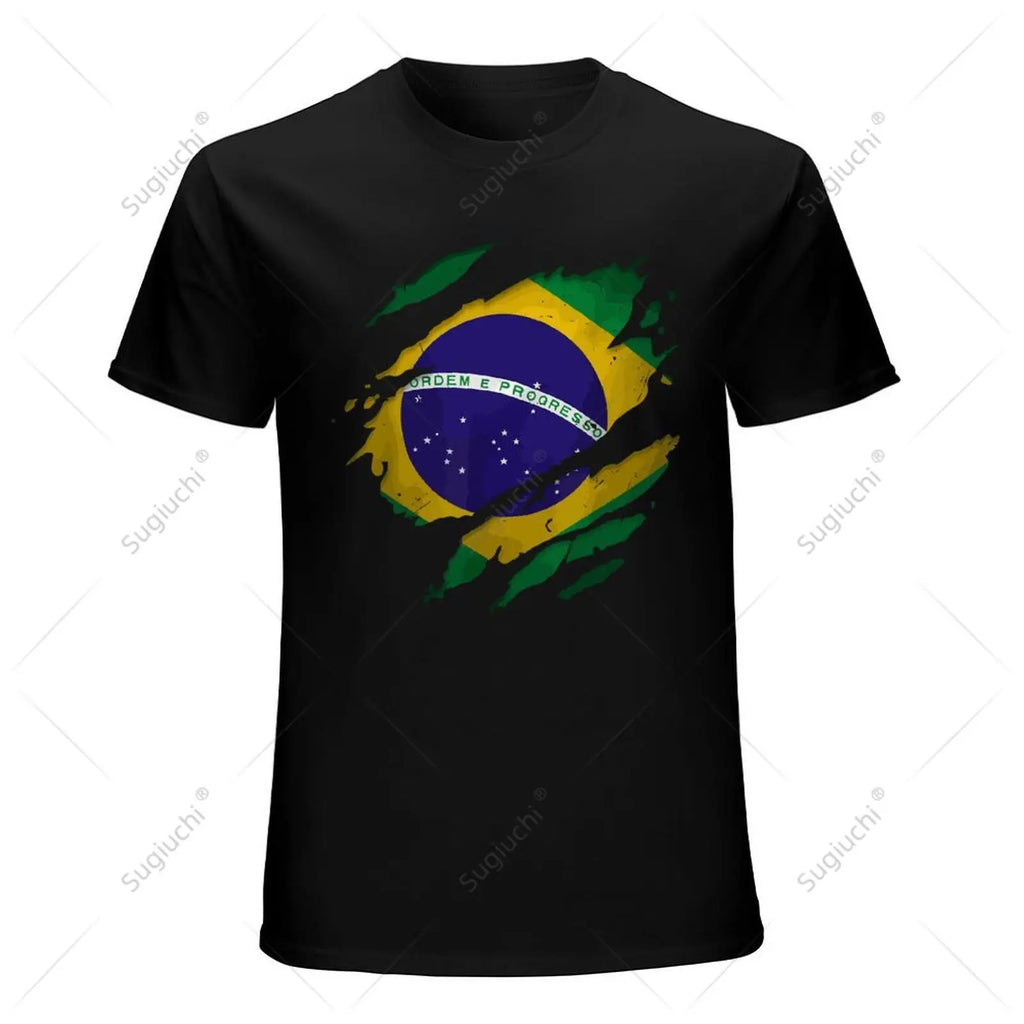 Camiseta Brasil Ripped Flag – Premium 100% Algodão